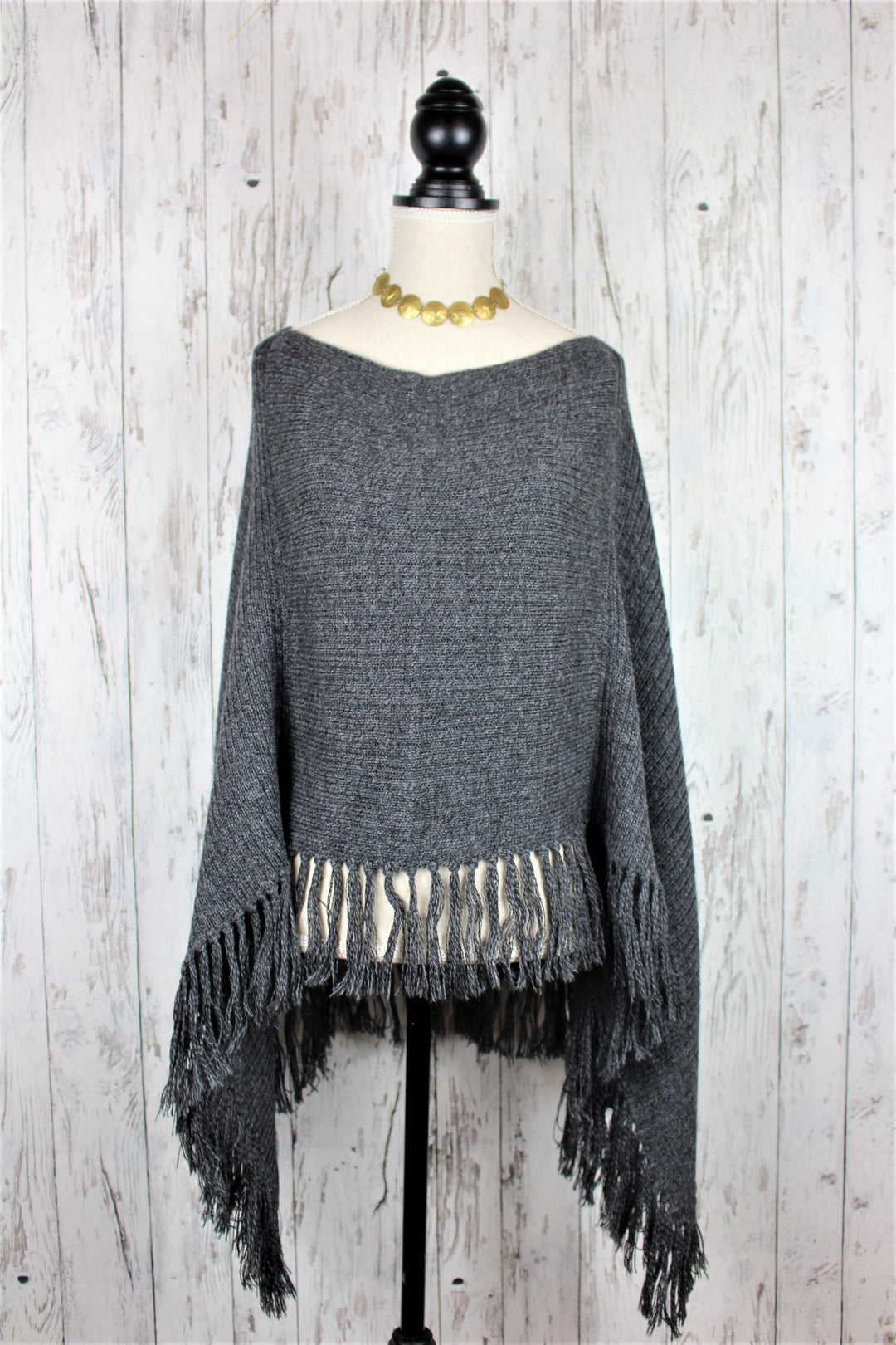 EB06-003_Poncho-mit-Fransen-L_Dunkelanthrazit-Meliert