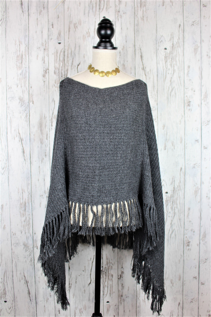 EB06-003_Poncho-mit-Fransen-L_Dunkelanthrazit-Meliert